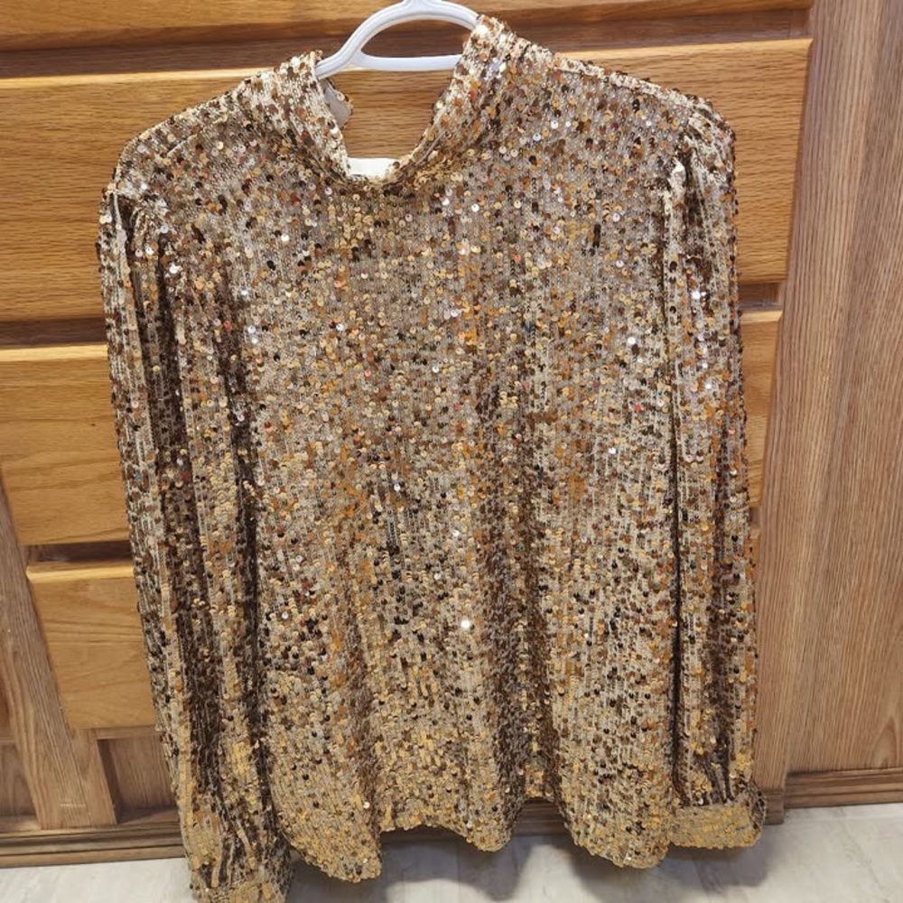 Ann Taylor Gold Sequin Blouse
